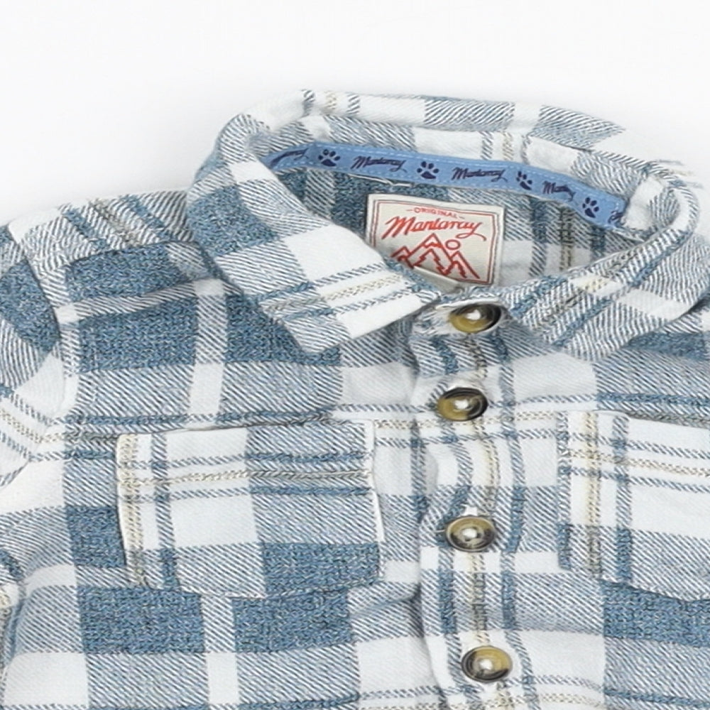 Mantaray Boys Multicoloured Plaid 100% Cotton Jersey Dress Shirt Size 0-3 Months Collared Button