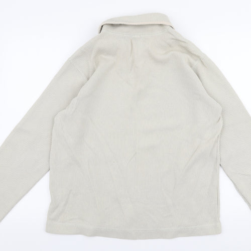 River Island Mens Beige Collared  Cotton Pullover Jumper Size L