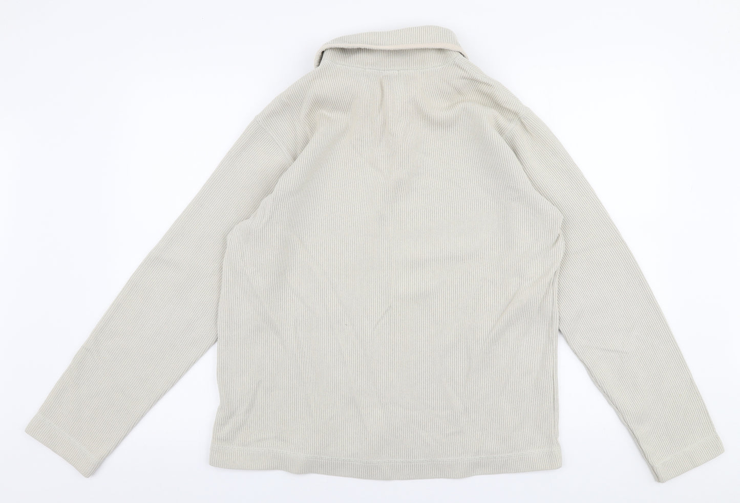 River Island Mens Beige Collared  Cotton Pullover Jumper Size L