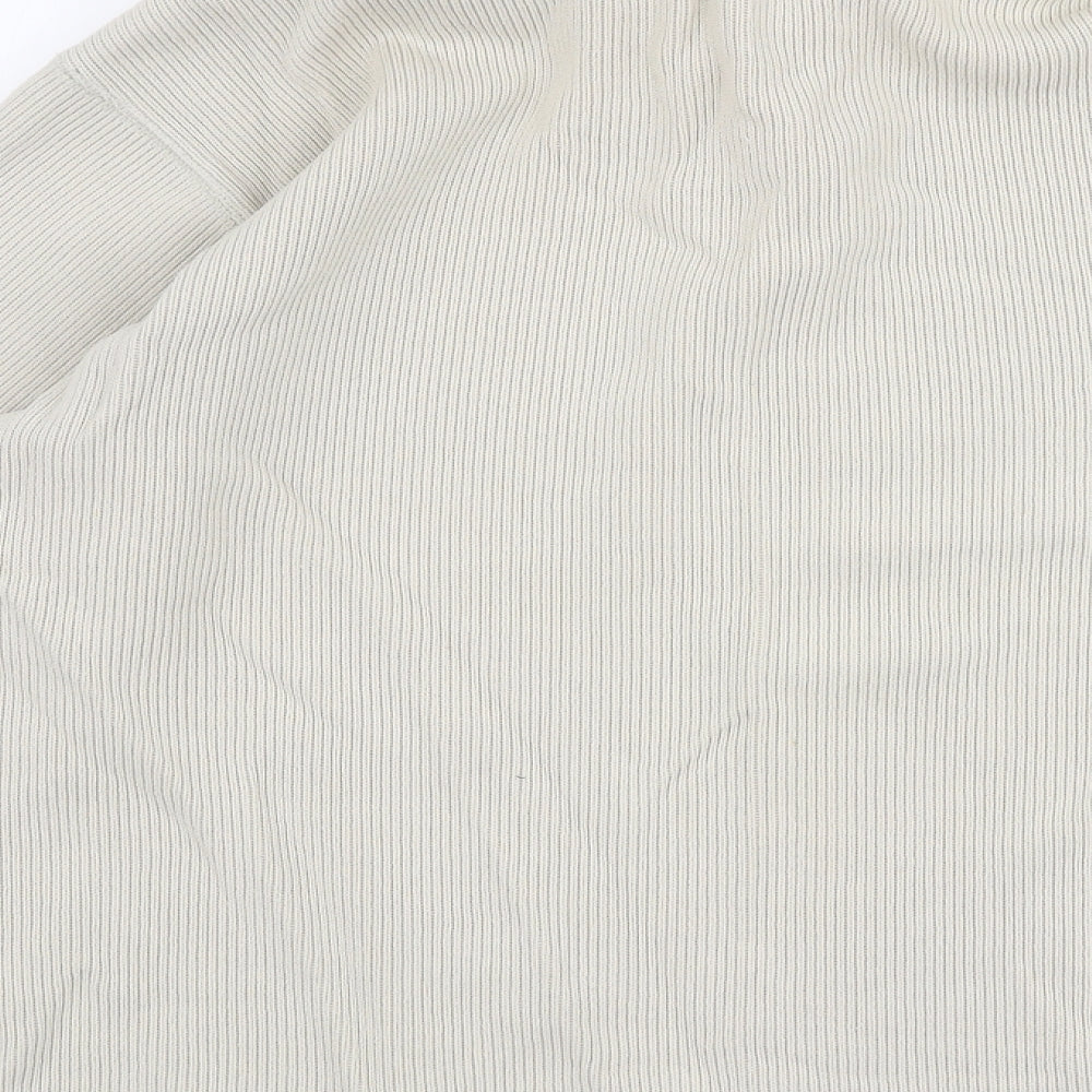 River Island Mens Beige Collared  Cotton Pullover Jumper Size L