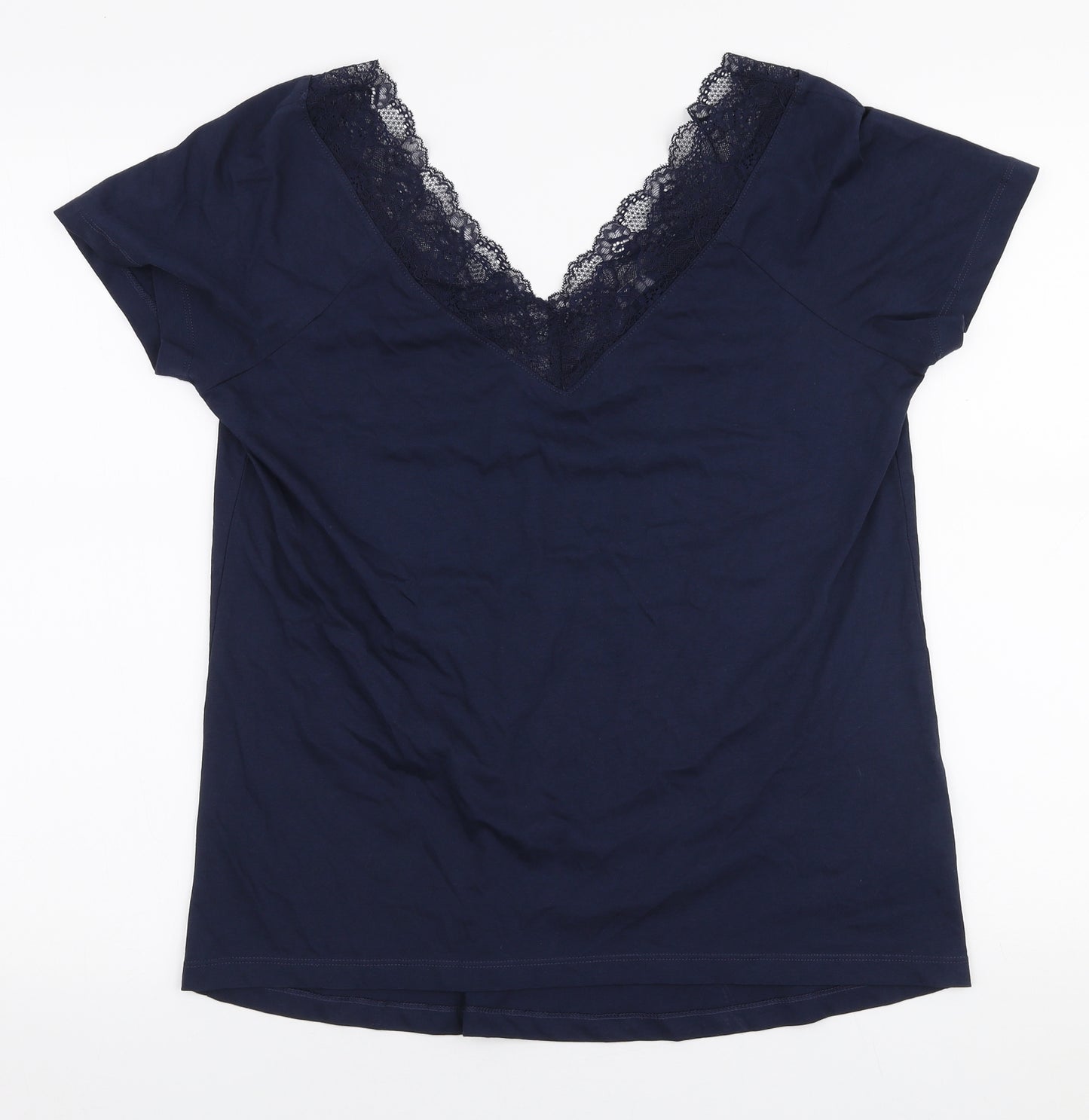 NEXT Womens Blue  100% Cotton Jersey T-Shirt Size 14 V-Neck
