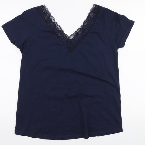 NEXT Womens Blue  100% Cotton Jersey T-Shirt Size 14 V-Neck