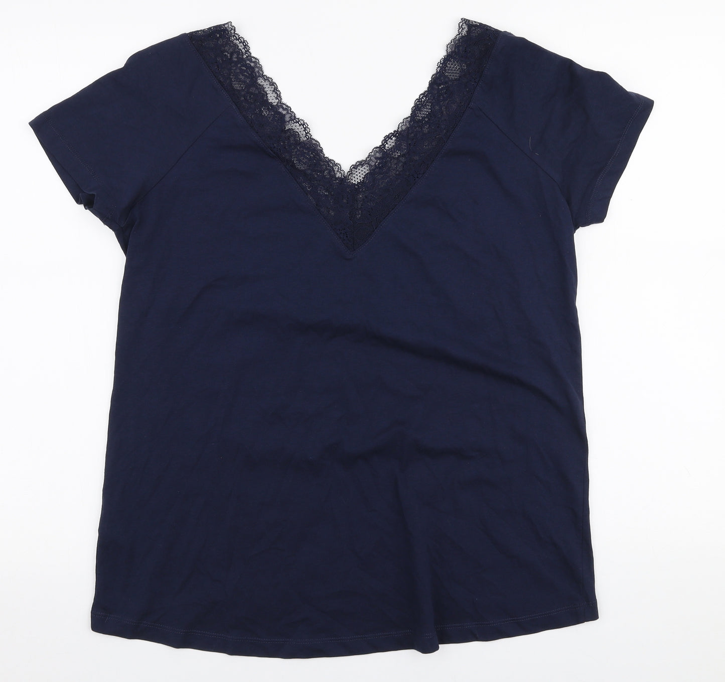 NEXT Womens Blue  100% Cotton Jersey T-Shirt Size 14 V-Neck