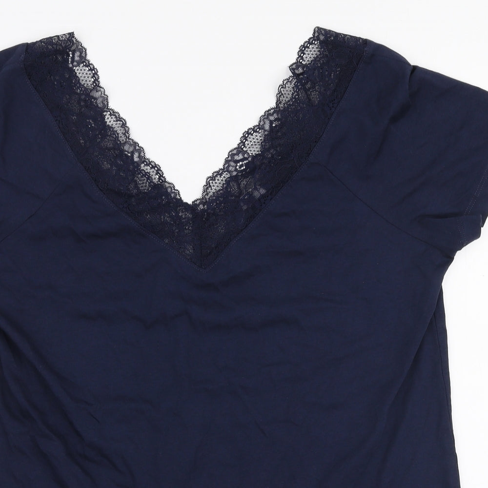 NEXT Womens Blue  100% Cotton Jersey T-Shirt Size 14 V-Neck