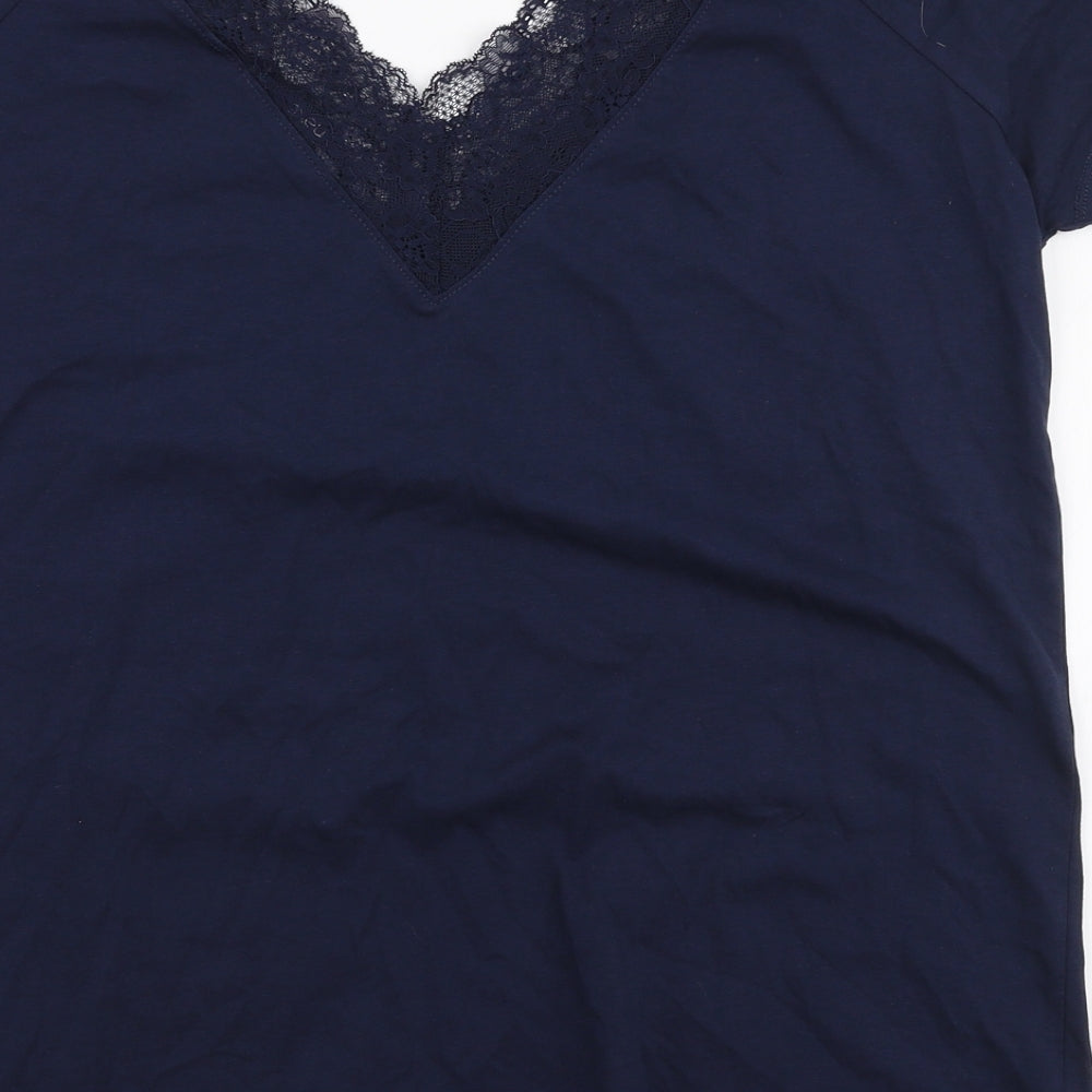 NEXT Womens Blue  100% Cotton Jersey T-Shirt Size 14 V-Neck