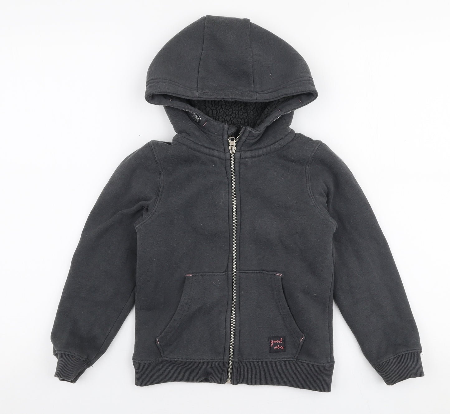 Nutmeg Girls Grey  Cotton Pullover Hoodie Size 7-8 Years  Zip