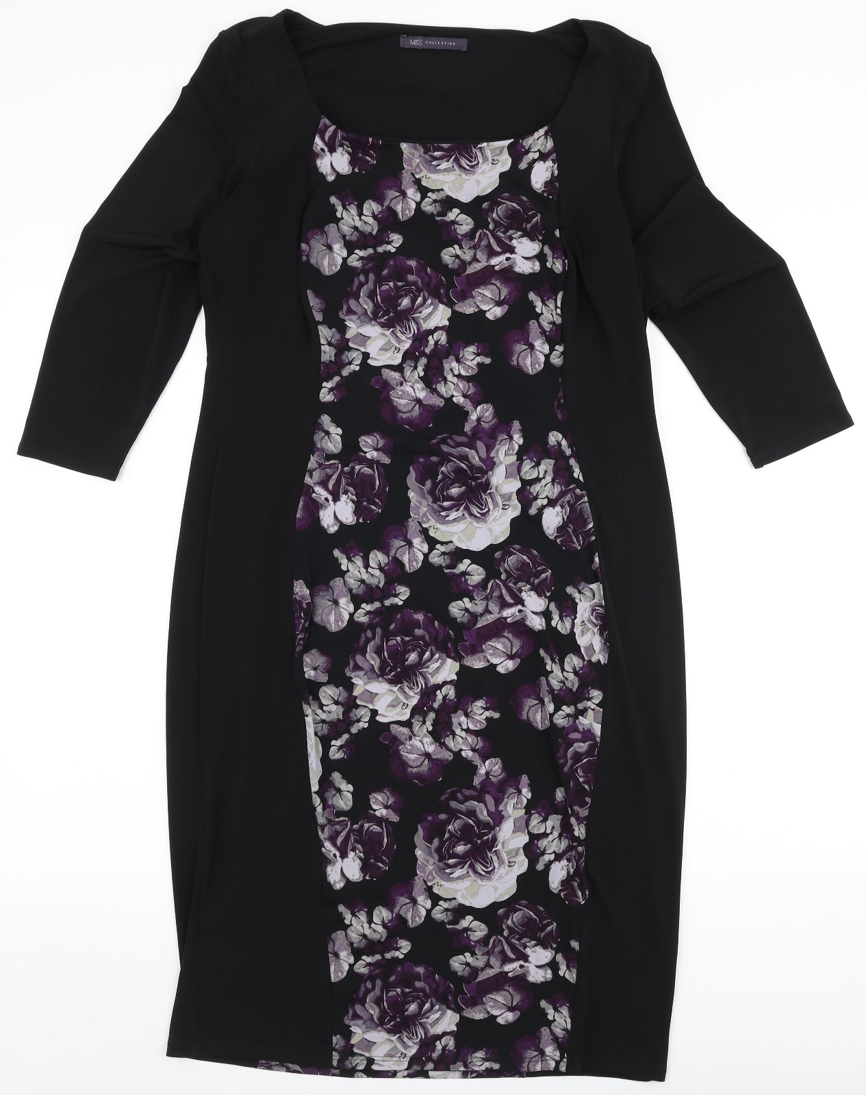 Marks and Spencer Womens Multicoloured Floral Polyester A-Line  Size 14  Square Neck Pullover