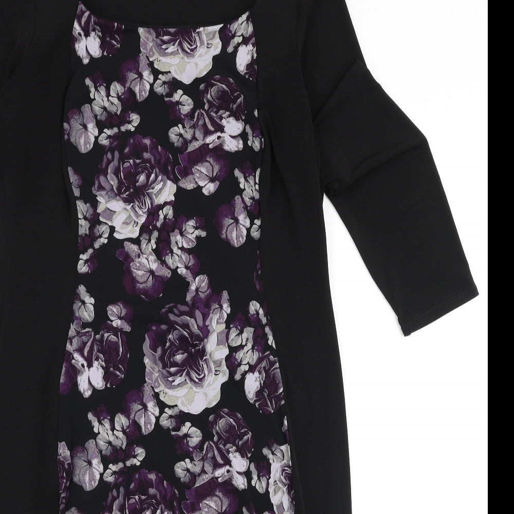 Marks and Spencer Womens Multicoloured Floral Polyester A-Line  Size 14  Square Neck Pullover