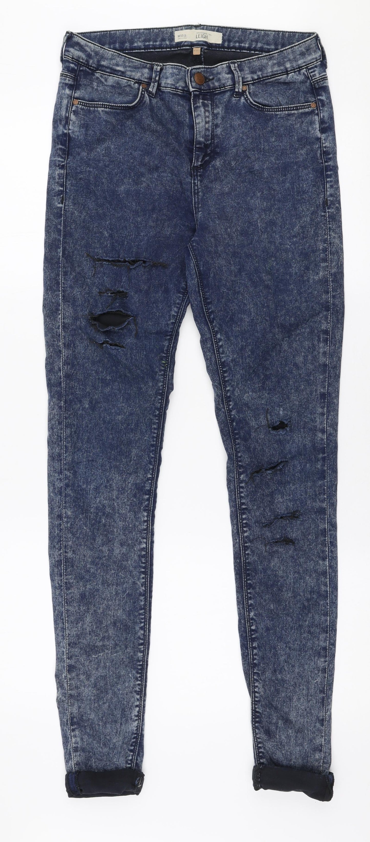 Topshop Womens Blue  Cotton Skinny Jeans Size 30 in L36 in Slim Zip