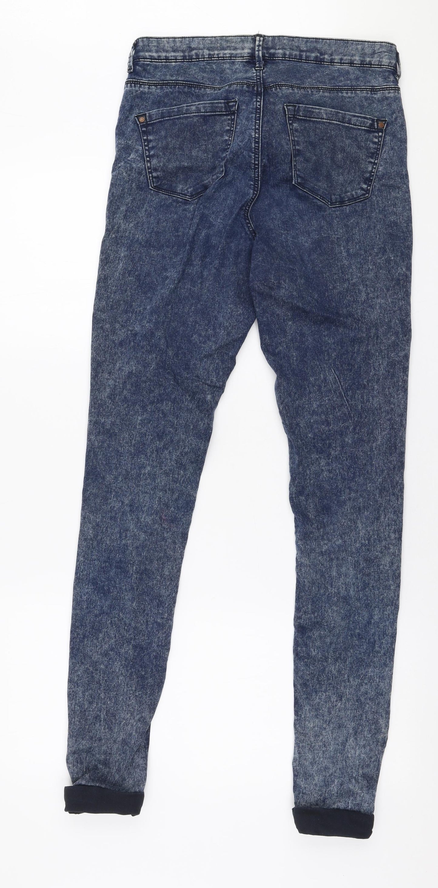 Topshop Womens Blue  Cotton Skinny Jeans Size 30 in L36 in Slim Zip