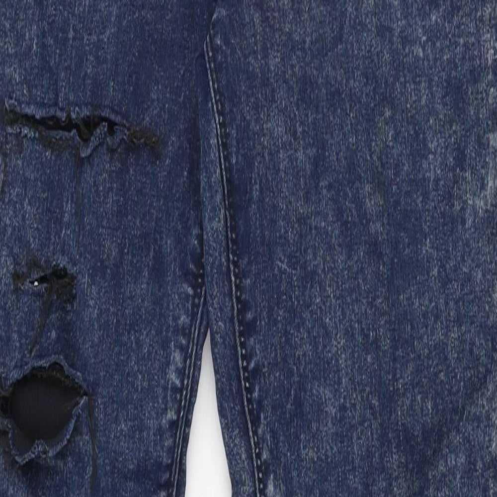 Topshop Womens Blue  Cotton Skinny Jeans Size 30 in L36 in Slim Zip