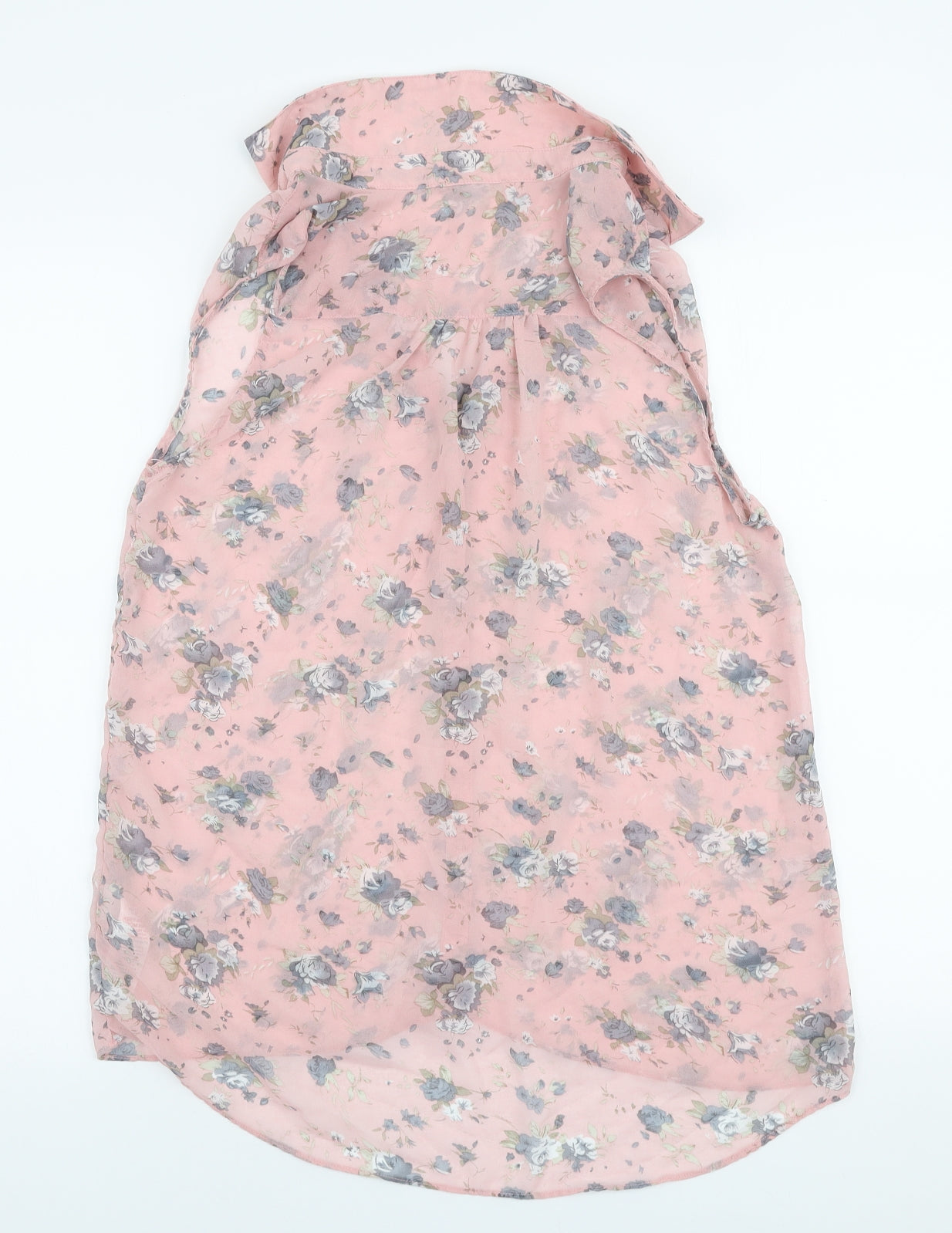 New Look Womens Pink Floral Polyester Basic Blouse Size 12 Collared