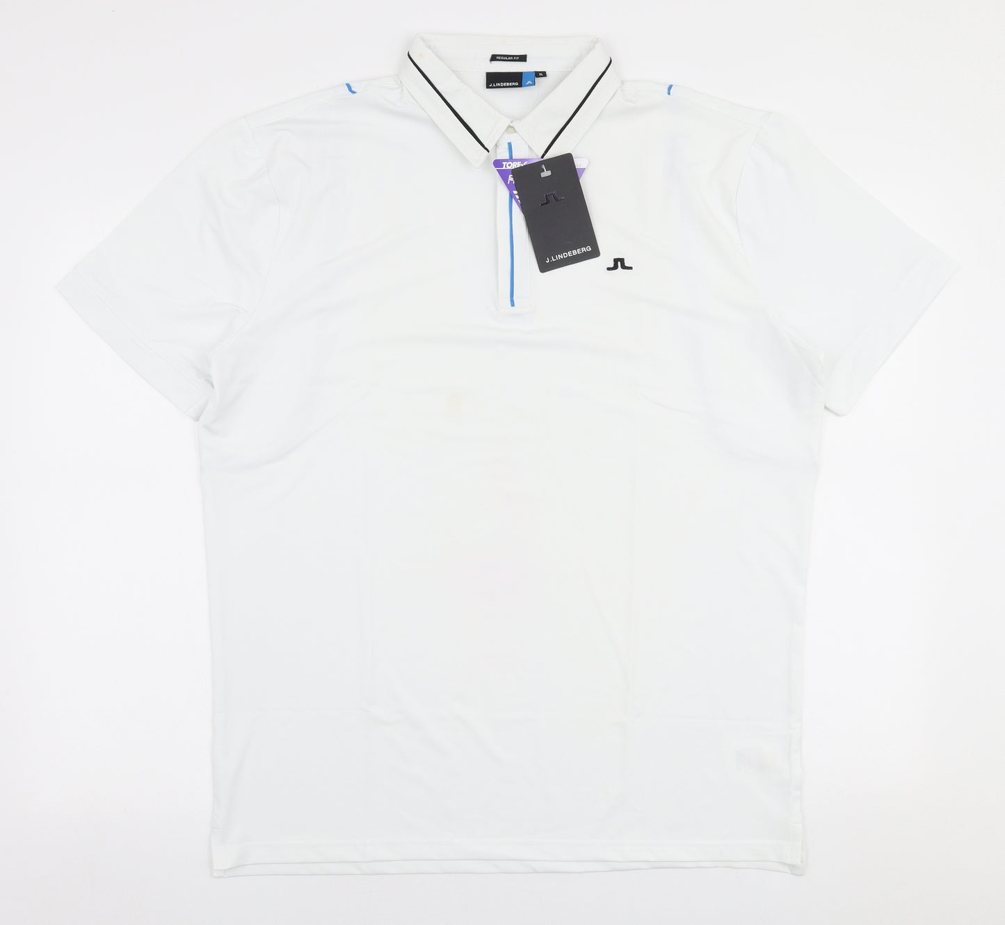 J.Lindeberg Mens White  Polyester  Polo Size XL Collared Button