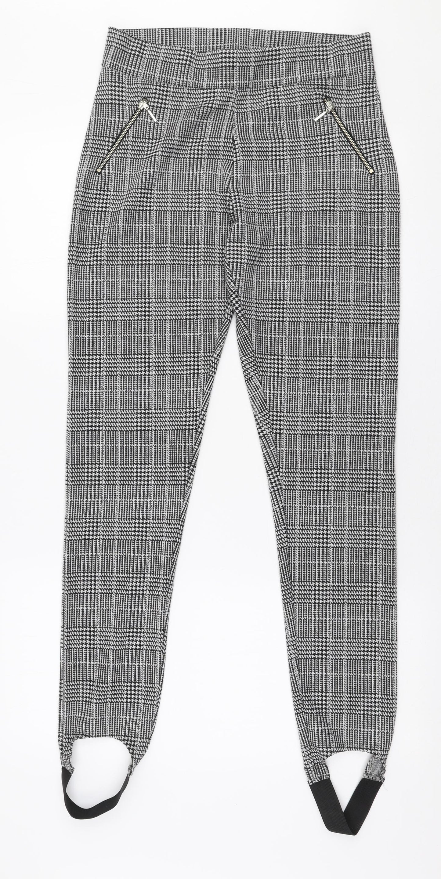 Red Herring Womens Grey Plaid Polyester Trousers  Size 12 L30 in Slim