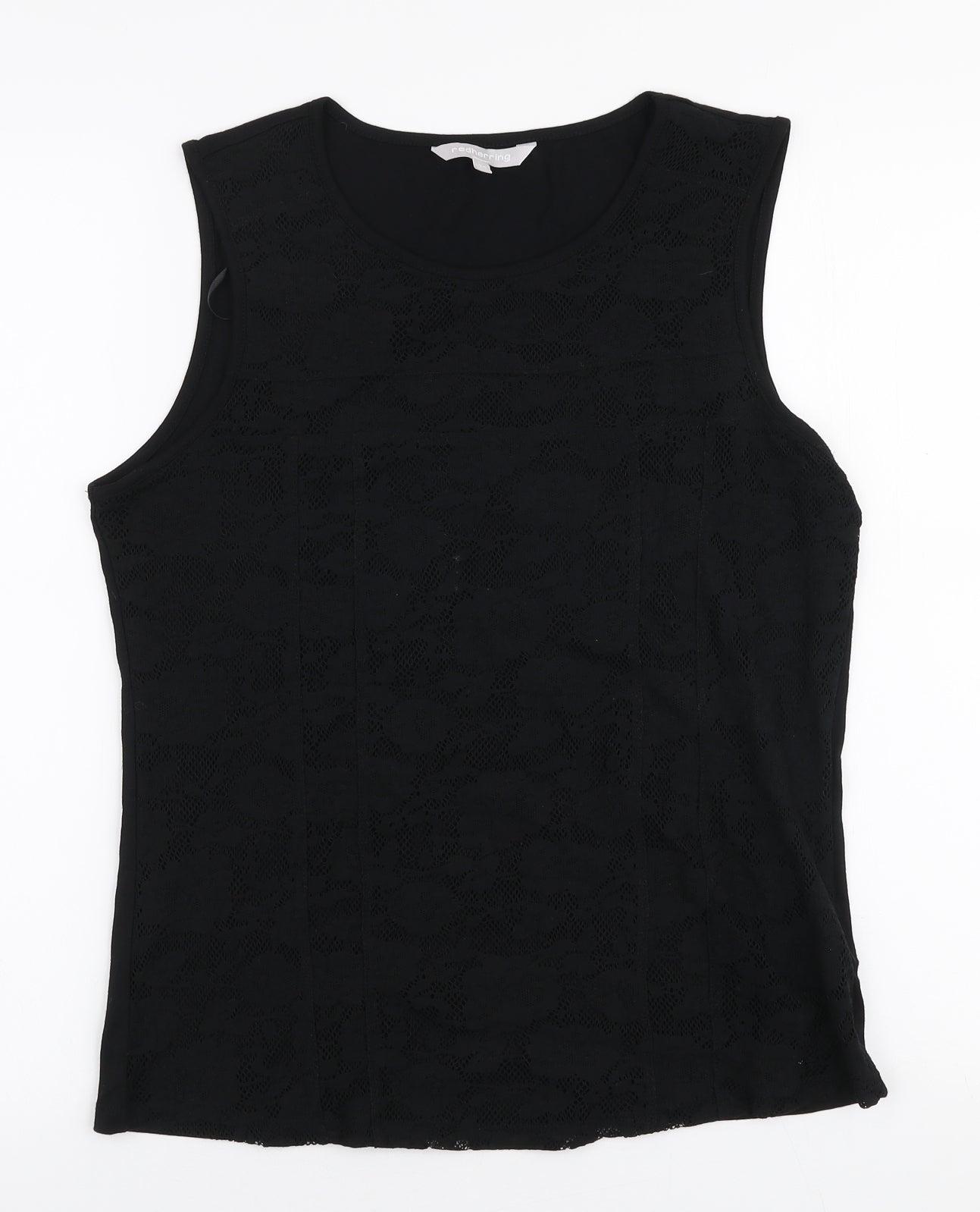 Red Herring Womens Black  Viscose Jersey T-Shirt Size 14 Round Neck