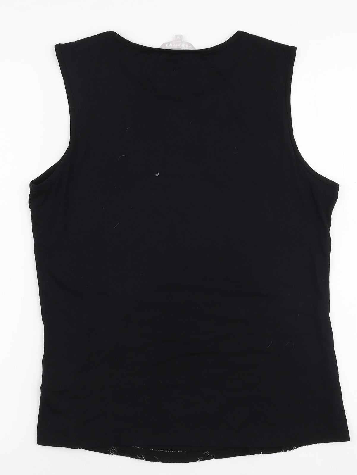 Red Herring Womens Black  Viscose Jersey T-Shirt Size 14 Round Neck