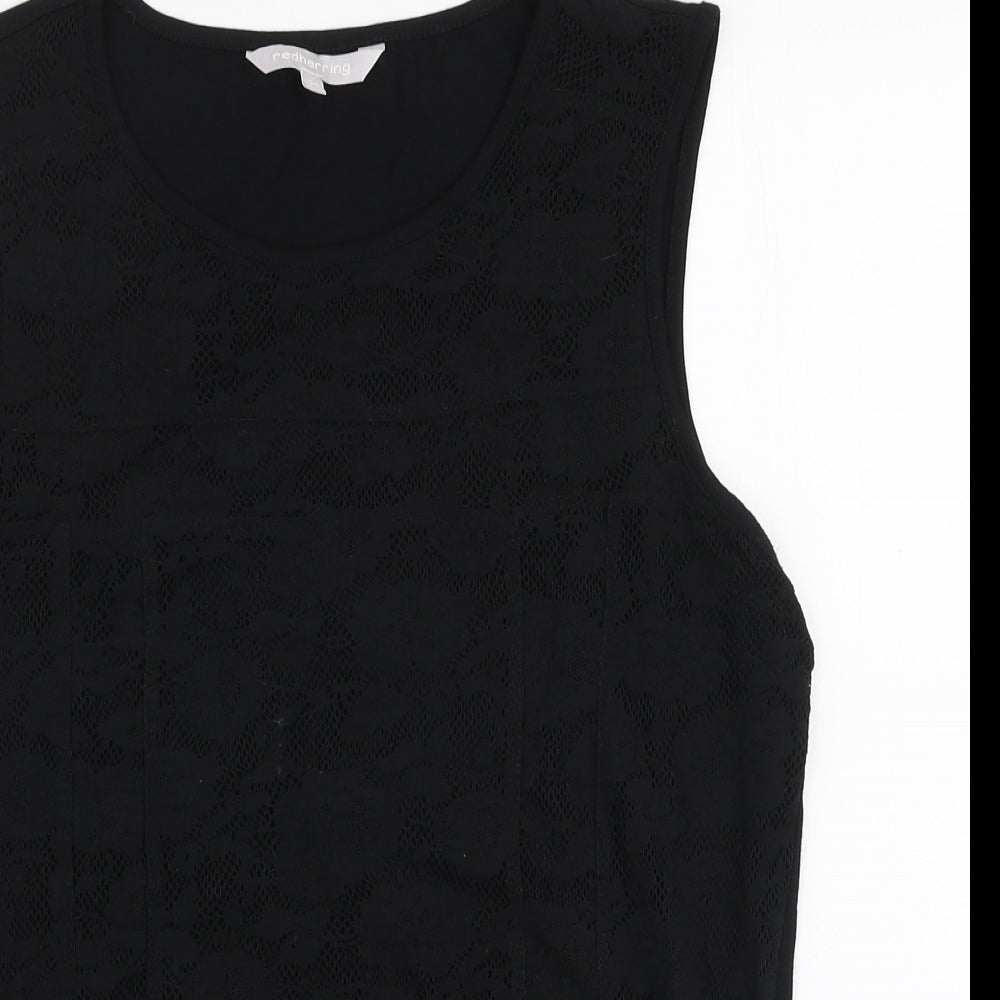 Red Herring Womens Black  Viscose Jersey T-Shirt Size 14 Round Neck