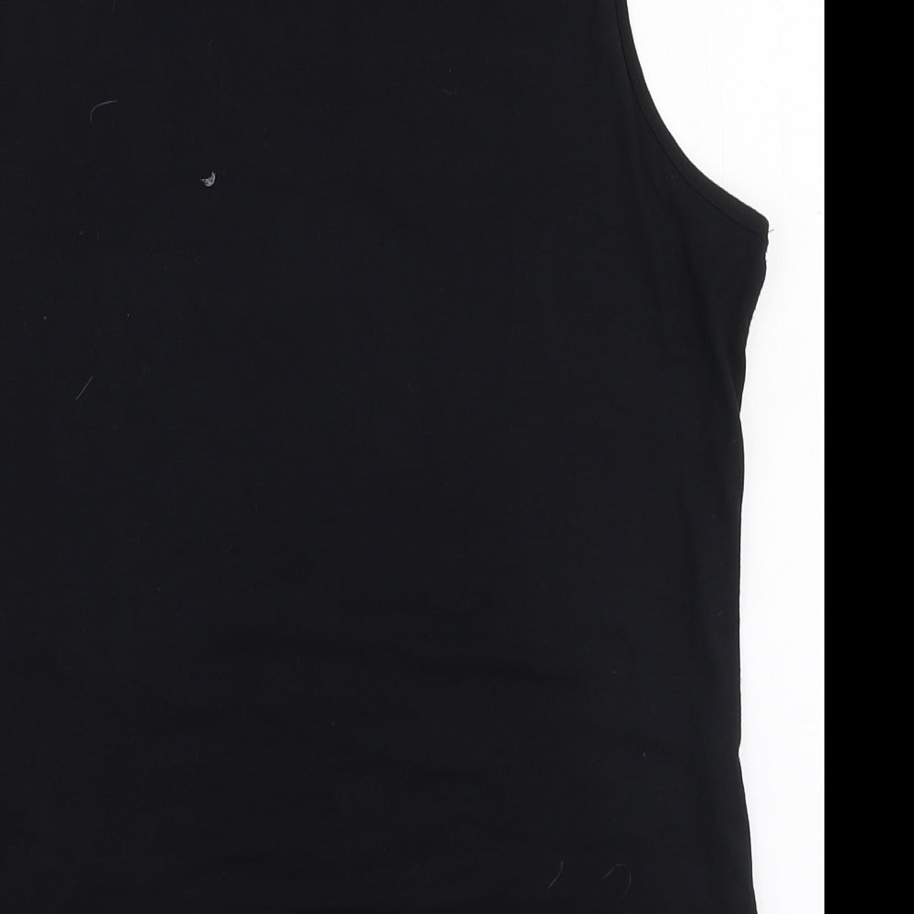 Red Herring Womens Black  Viscose Jersey T-Shirt Size 14 Round Neck