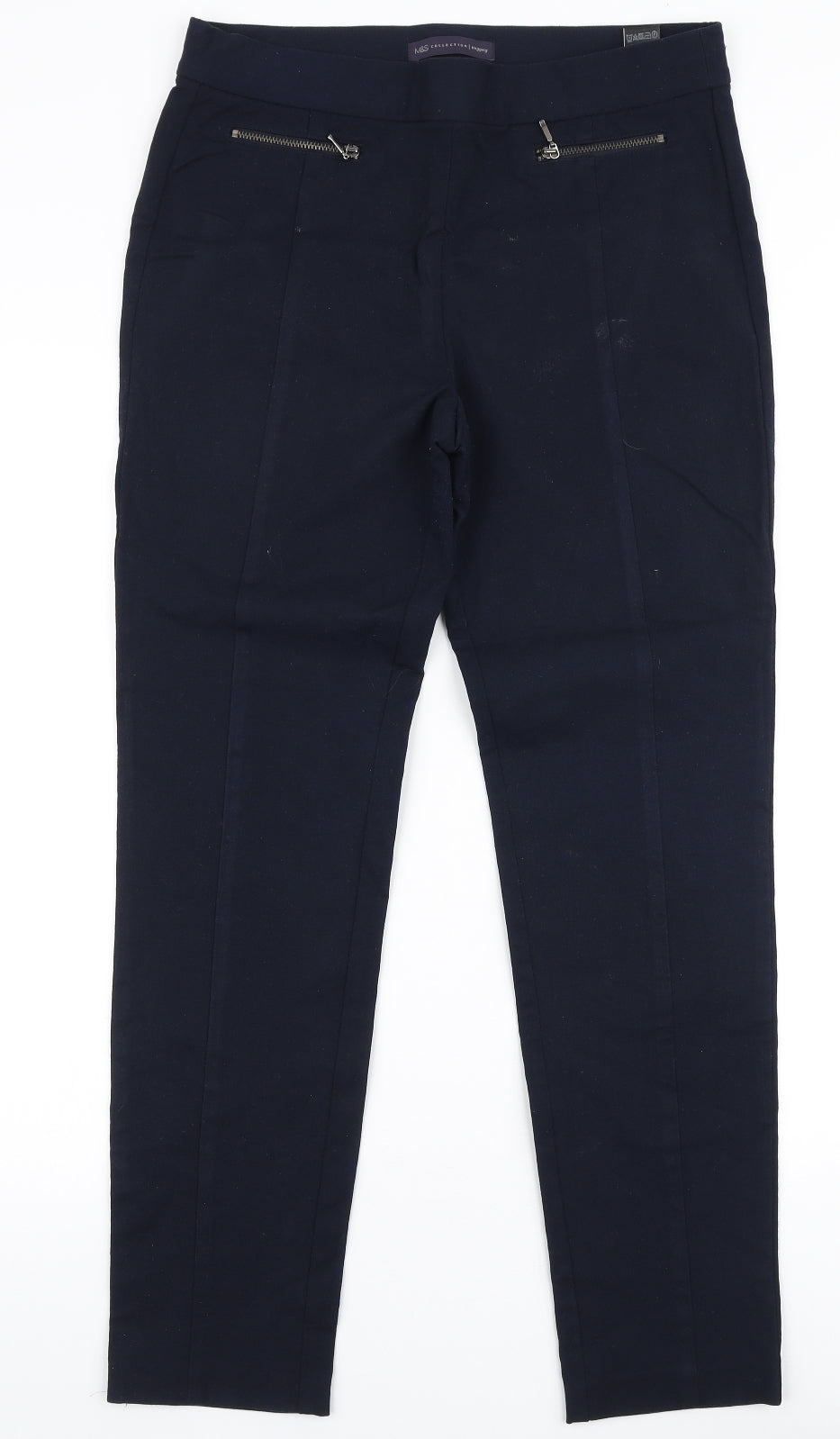 Marks and Spencer Womens Blue  Polyamide Trousers  Size 12 L28 in Slim
