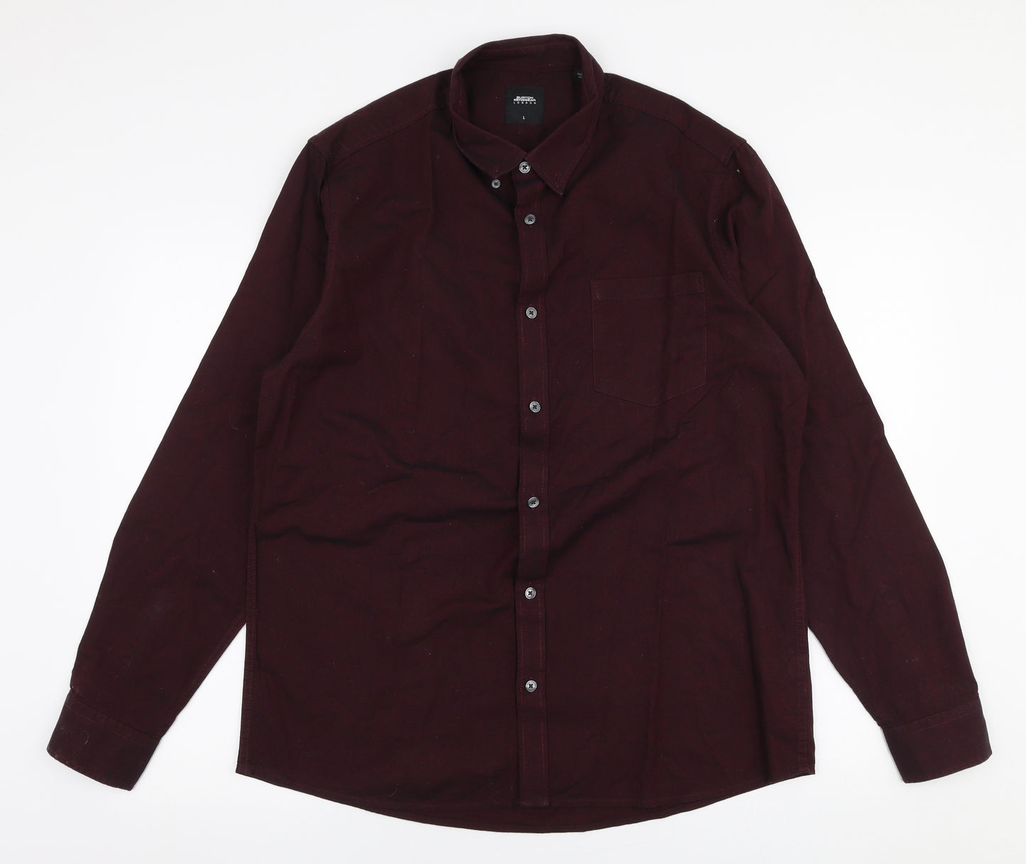 Burton Mens Red  Cotton  Button-Up Size L Collared Button