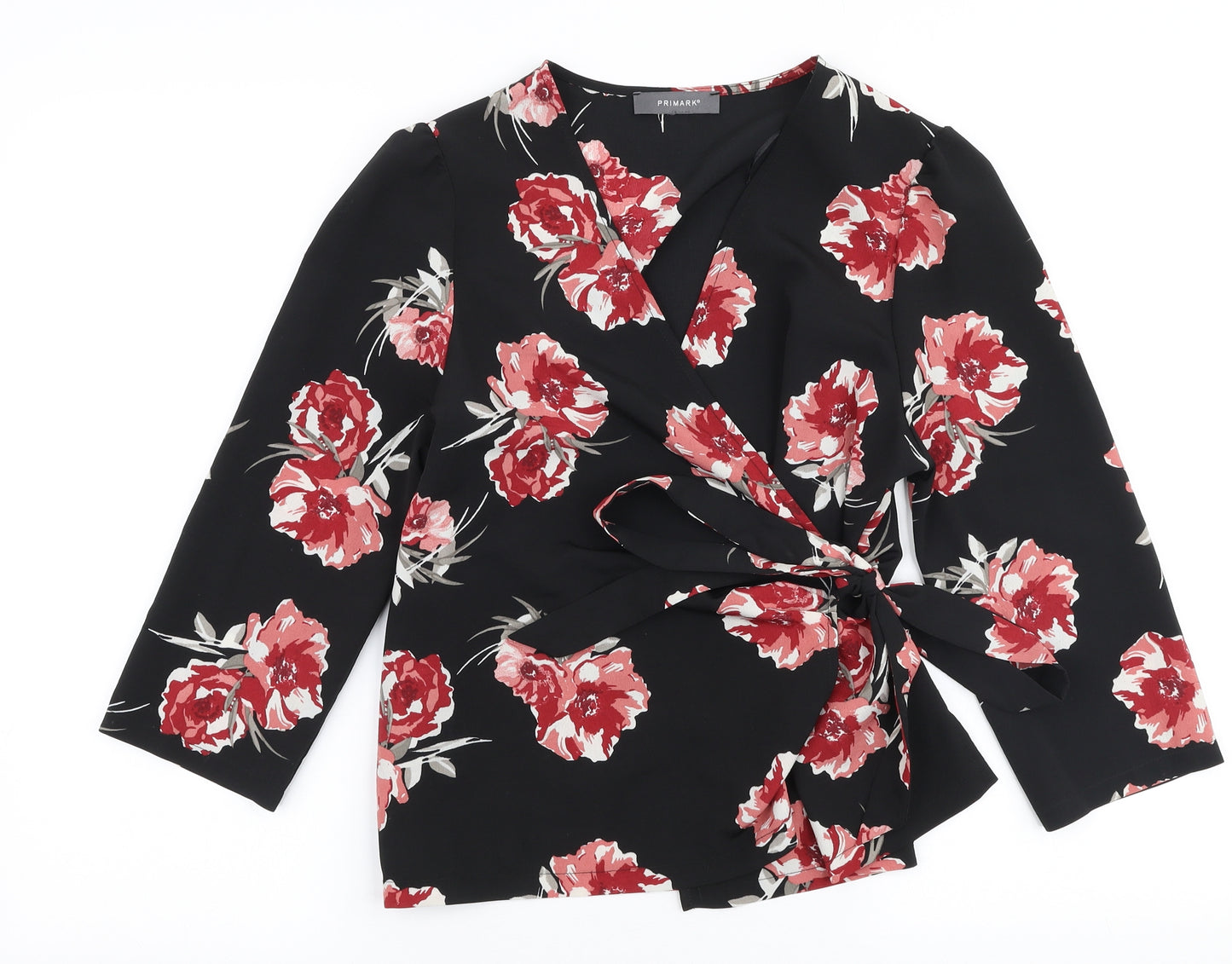 Primark Womens Multicoloured Floral Polyester Basic Blouse Size 8 V-Neck