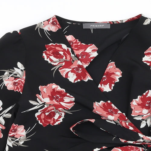 Primark Womens Multicoloured Floral Polyester Basic Blouse Size 8 V-Neck