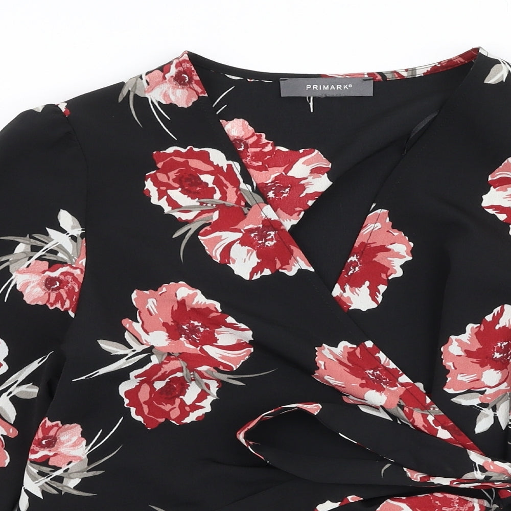 Primark Womens Multicoloured Floral Polyester Basic Blouse Size 8 V-Neck
