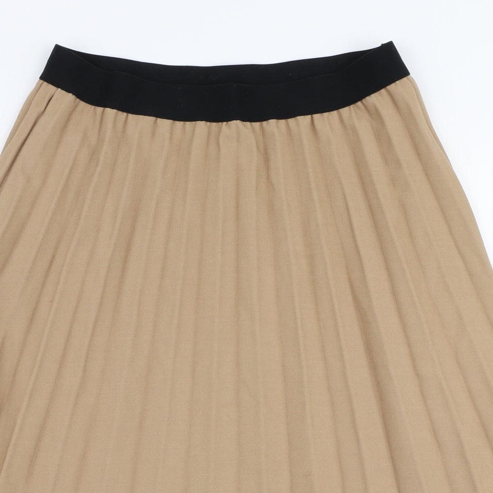 Primark Womens Beige  Polyester Pleated Skirt Size 6