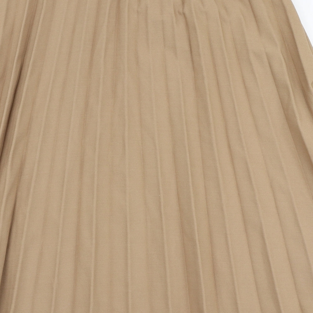 Primark Womens Beige  Polyester Pleated Skirt Size 6