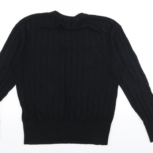 Marks and Spencer Womens Black V-Neck  Viscose Pullover Jumper Size S