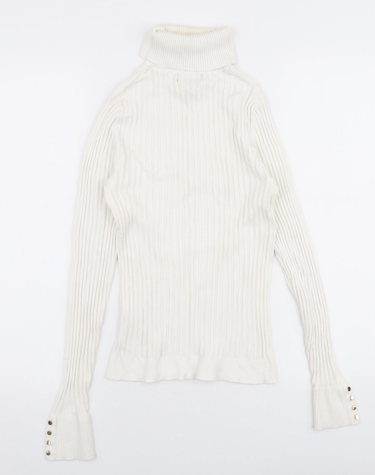 New Look Womens White Roll Neck  Viscose Pullover Jumper Size 14