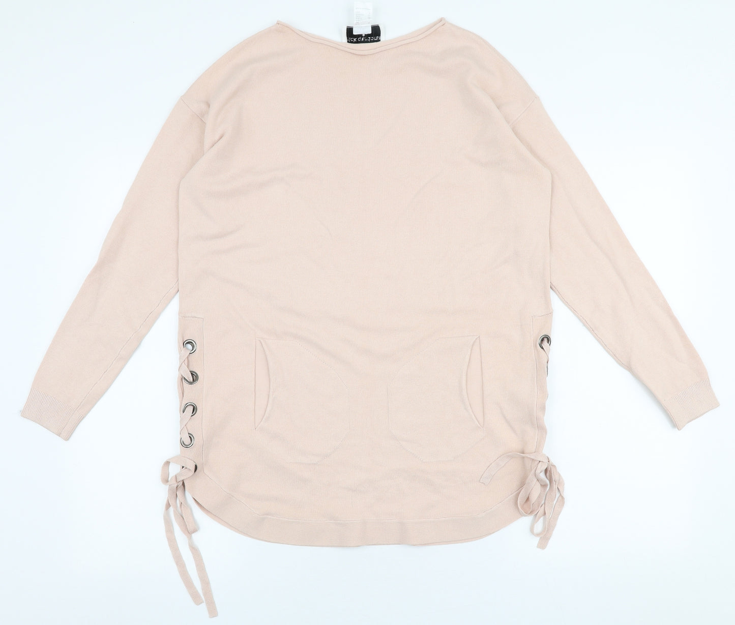 Rick Cardona Womens Pink Boat Neck  Viscose Pullover Jumper Size 8