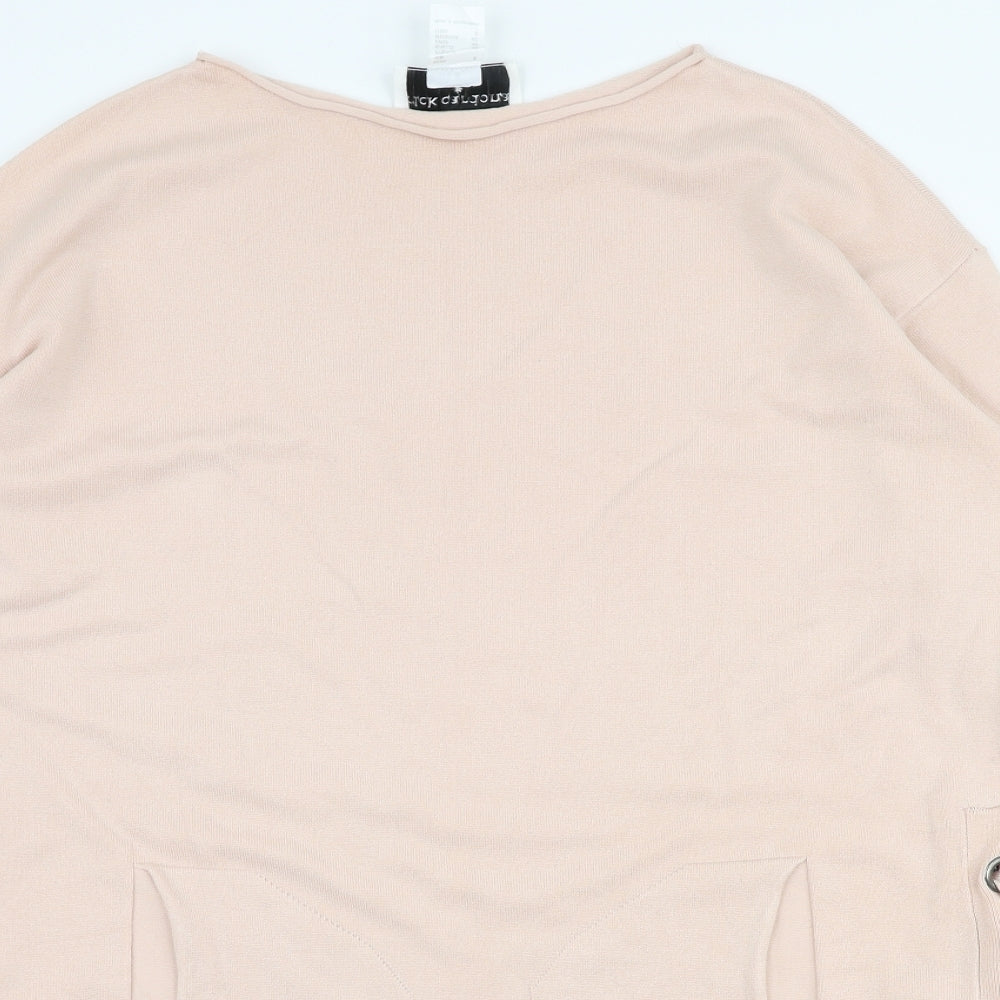 Rick Cardona Womens Pink Boat Neck  Viscose Pullover Jumper Size 8