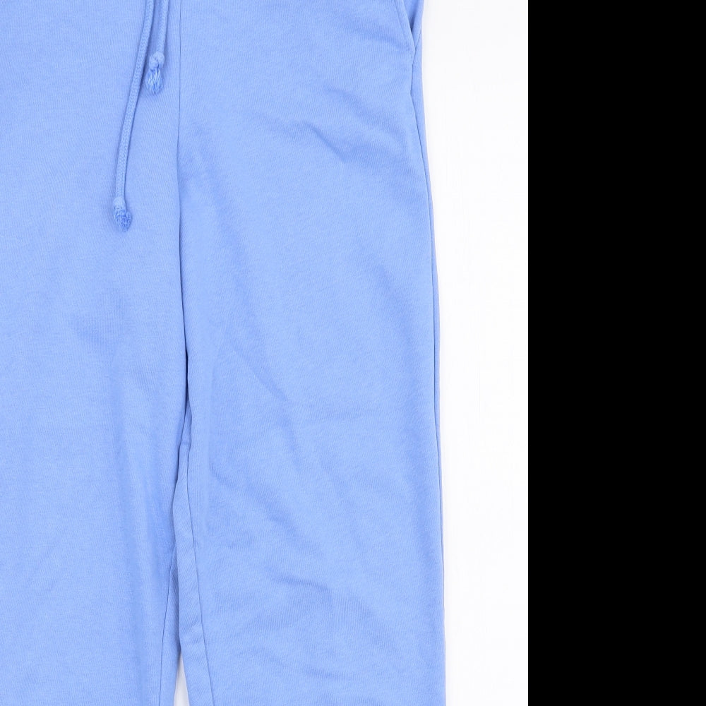 Marks and Spencer Womens Blue  Cotton Jogger Trousers Size 10 L27 in Slim Drawstring