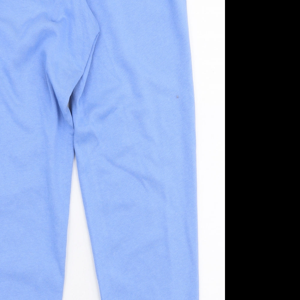 Marks and Spencer Womens Blue  Cotton Jogger Trousers Size 10 L27 in Slim Drawstring