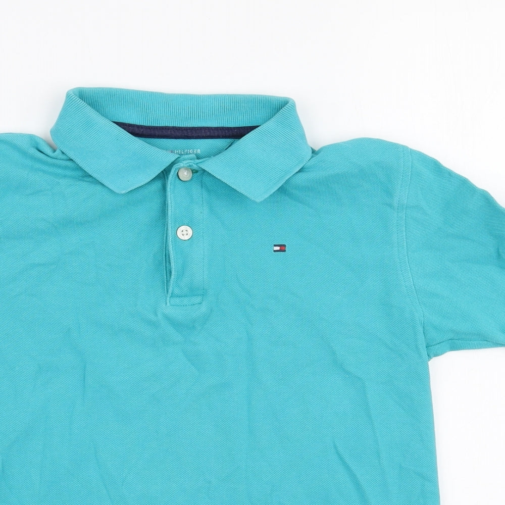 Tommy Hilfiger Boys Blue  Cotton Basic Polo Size M Collared Button