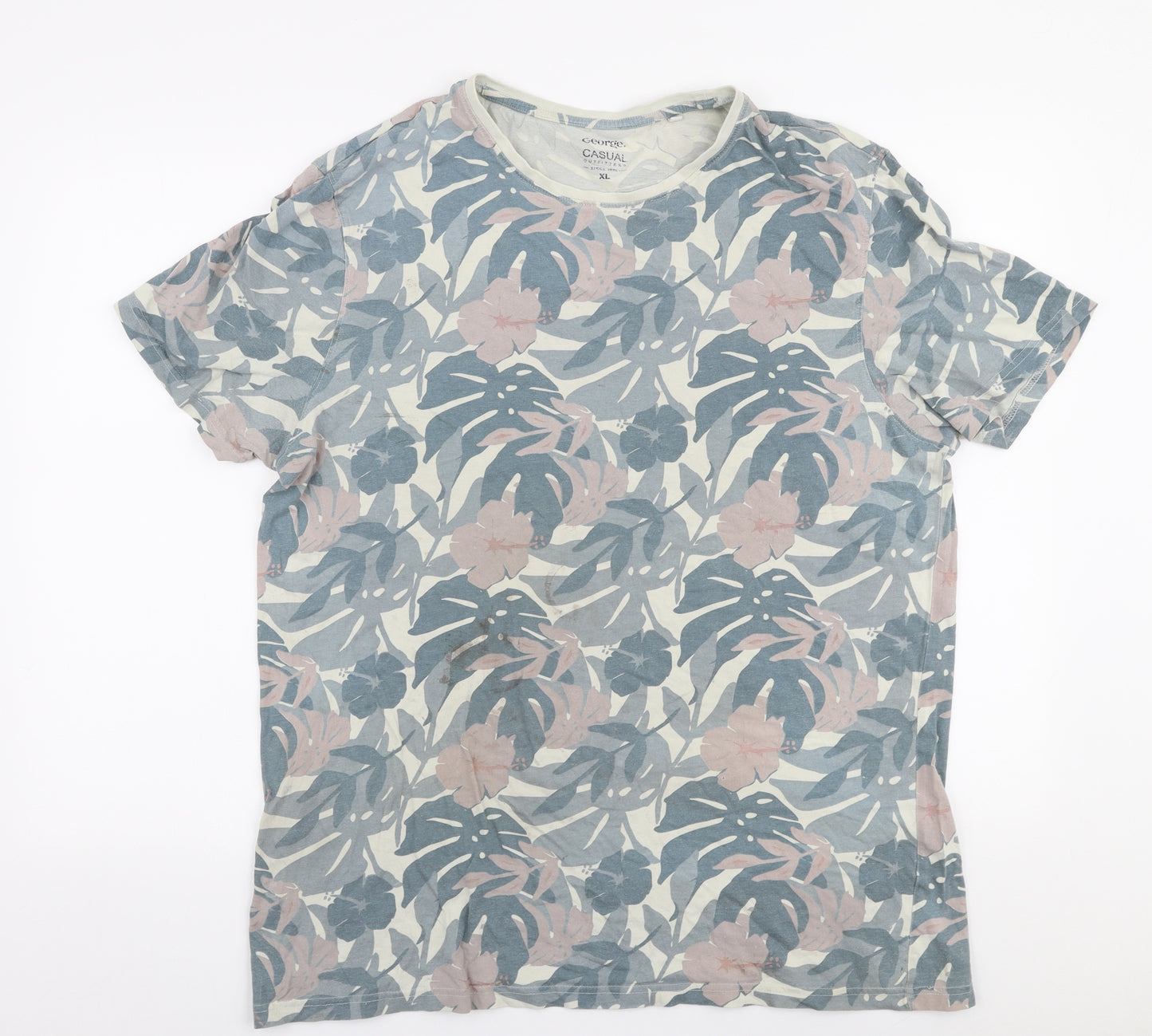 George Mens Multicoloured Floral Cotton  T-Shirt Size XL Round Neck
