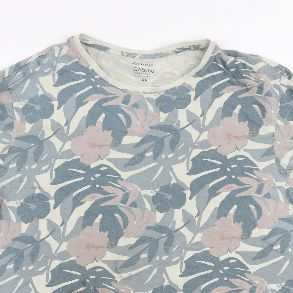 George Mens Multicoloured Floral Cotton  T-Shirt Size XL Round Neck
