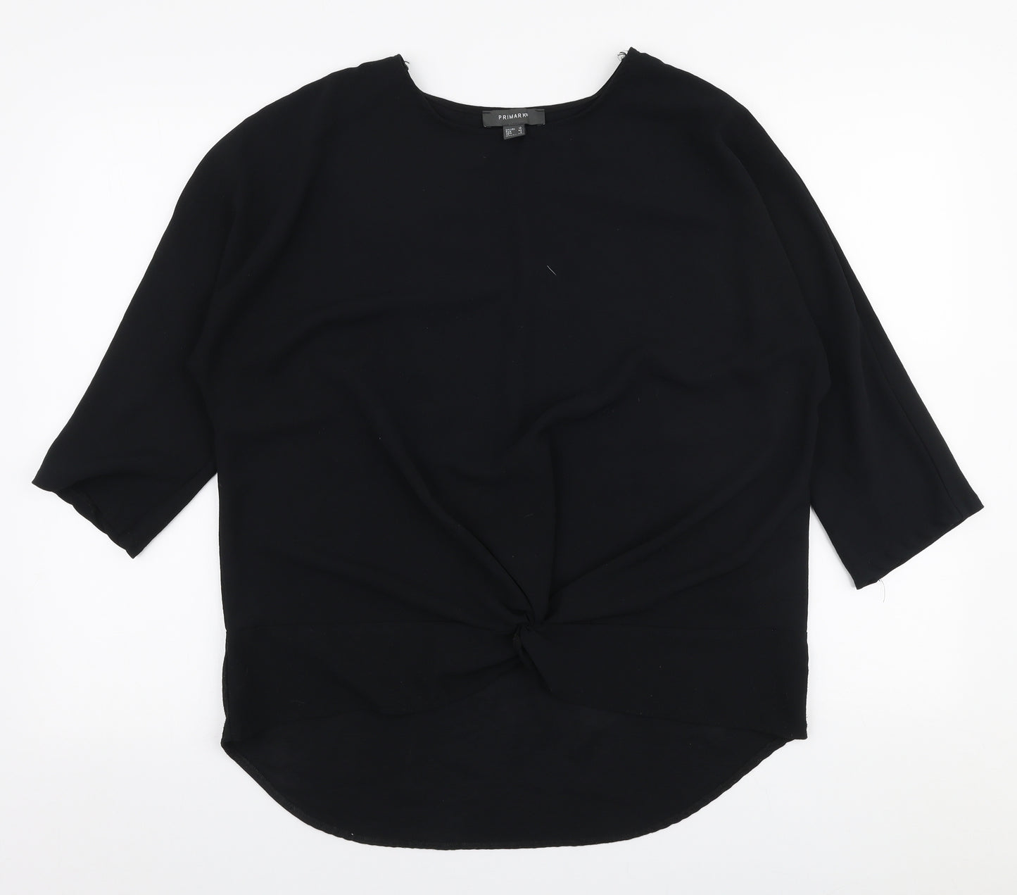 Primark Womens Black  Polyester Basic Blouse Size 12 Round Neck