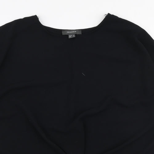 Primark Womens Black  Polyester Basic Blouse Size 12 Round Neck