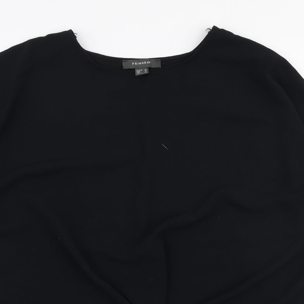 Primark Womens Black  Polyester Basic Blouse Size 12 Round Neck