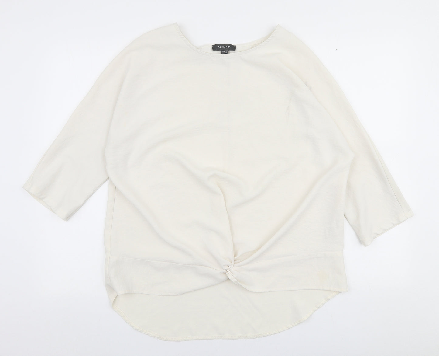 Primark Womens White  Polyester Basic Blouse Size 14 Round Neck