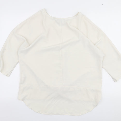 Primark Womens White  Polyester Basic Blouse Size 14 Round Neck