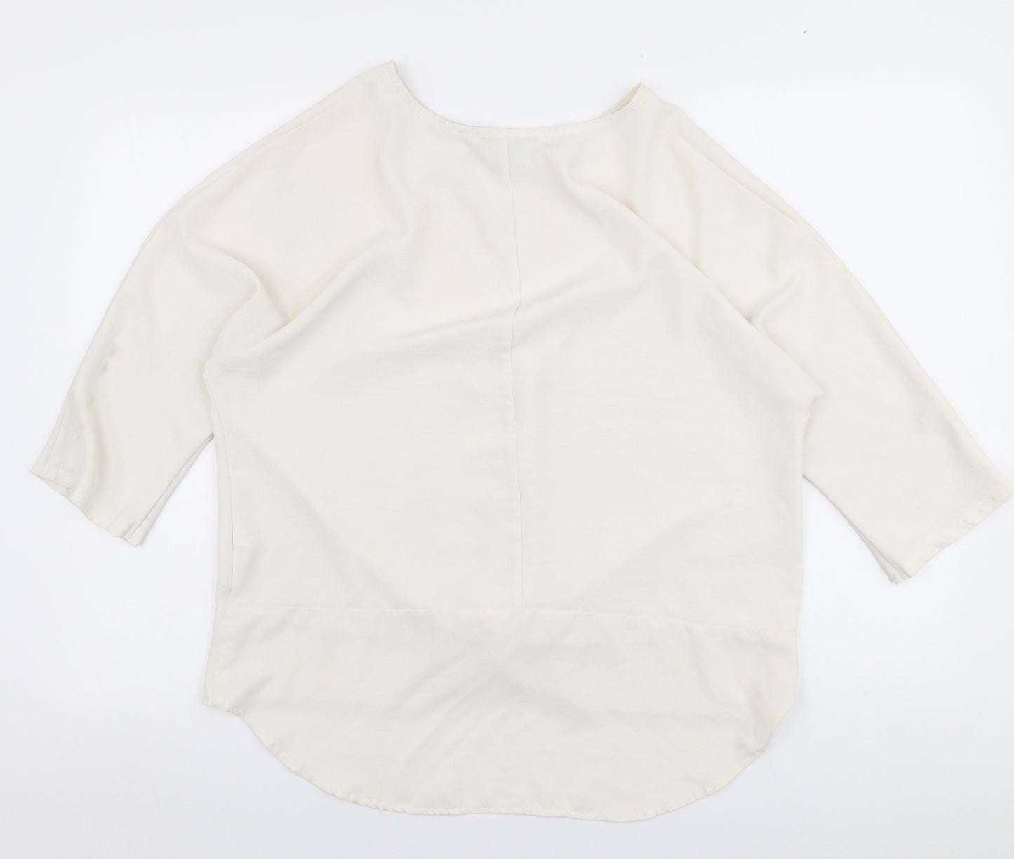 Primark Womens White  Polyester Basic Blouse Size 14 Round Neck