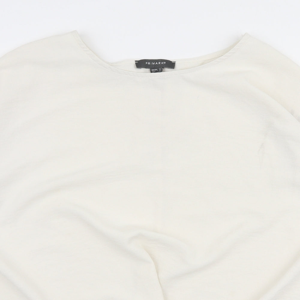Primark Womens White  Polyester Basic Blouse Size 14 Round Neck