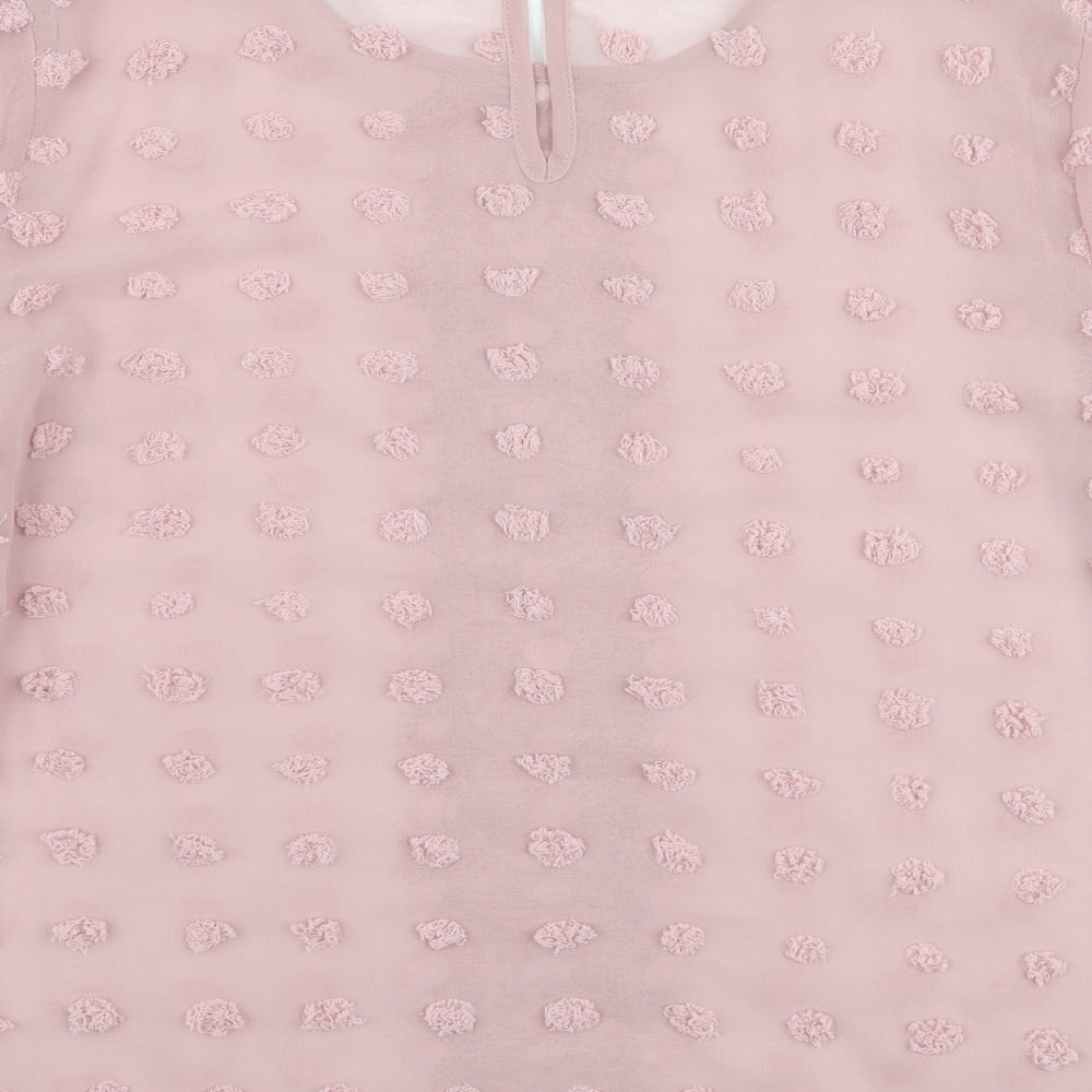 SheIn Womens Pink  Polyester Basic Blouse Size L Round Neck