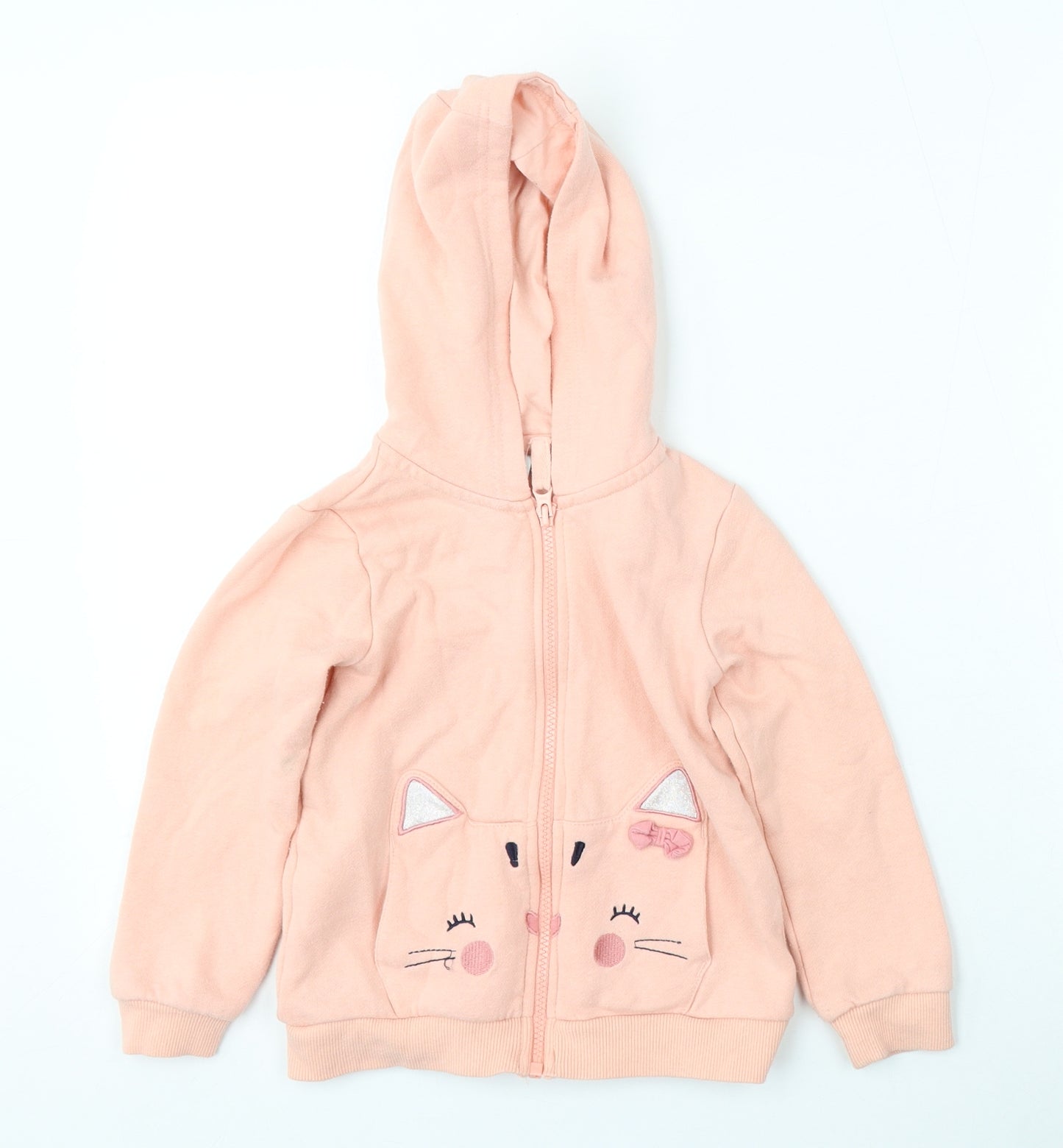 TU Girls Pink  Cotton Full Zip Hoodie Size 4-5 Years