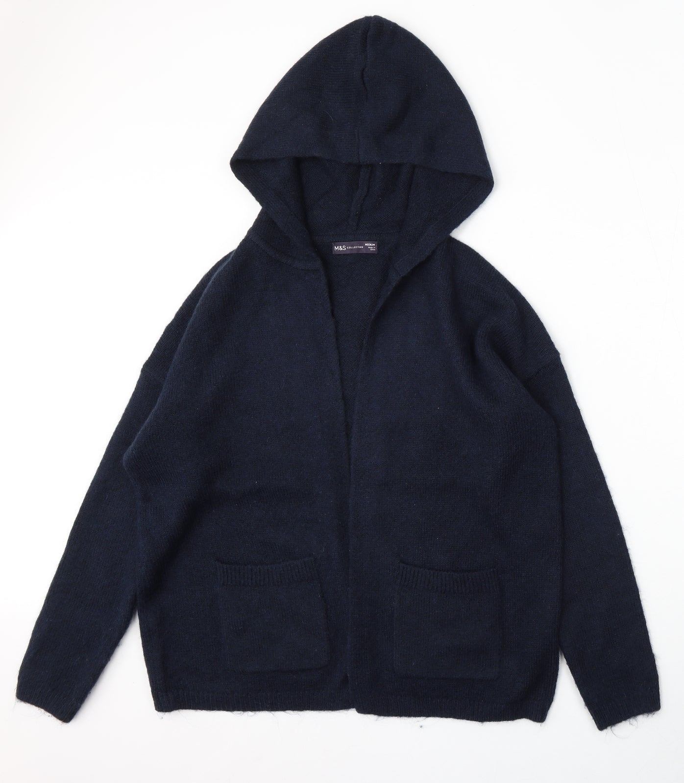 Marks and Spencer Womens Blue  Acrylic Cardigan Hoodie Size M