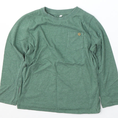Marks and Spencer Boys Green  Cotton Basic T-Shirt Size 5-6 Years Round Neck