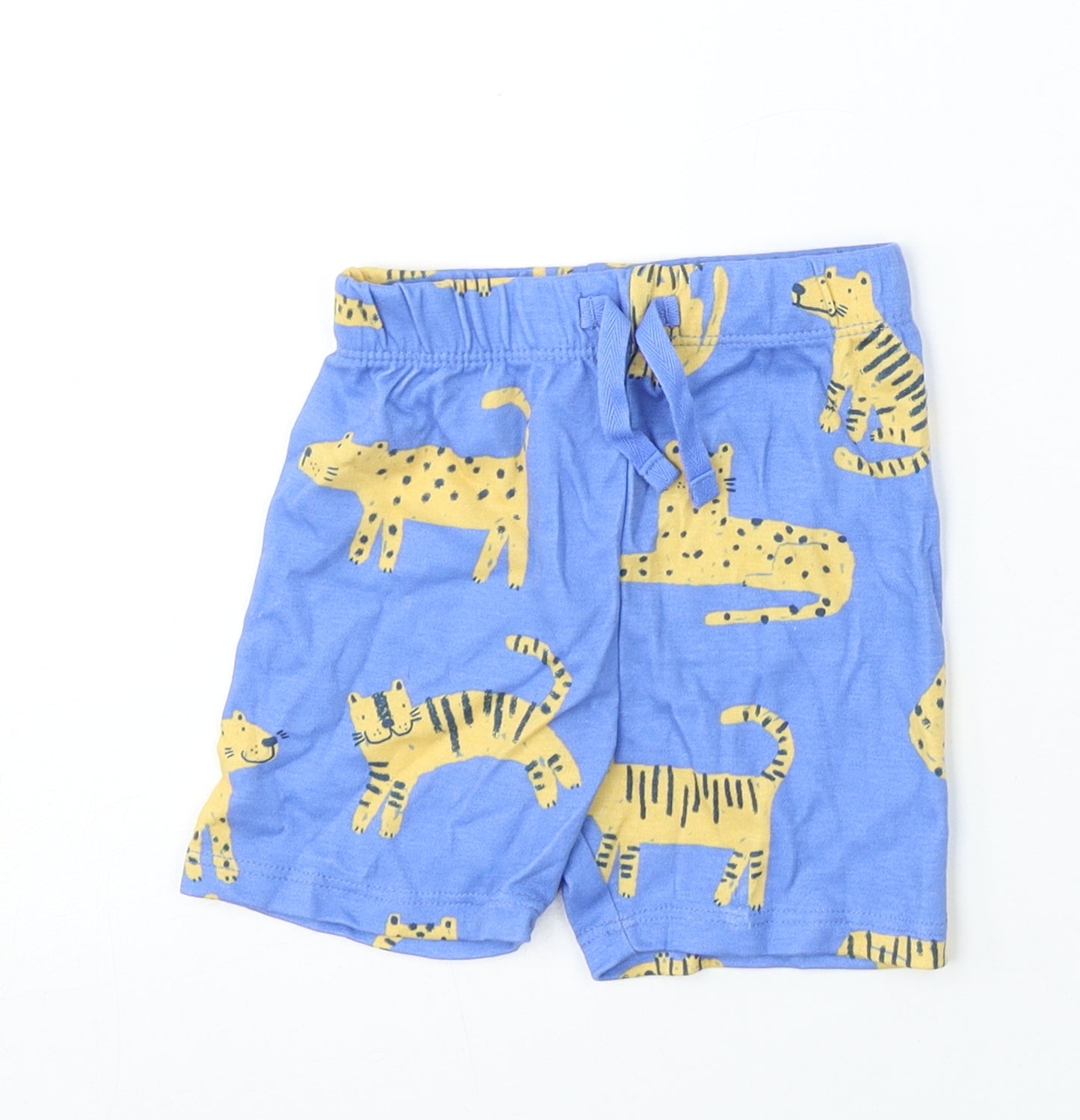 George Boys Blue Geometric Cotton Cropped Trousers Size 9-12 Months